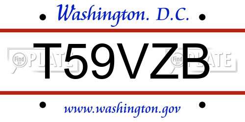 T59VZB District Of Columbia License Plate