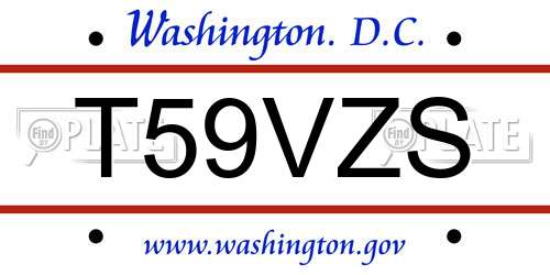T59VZS District Of Columbia License Plate