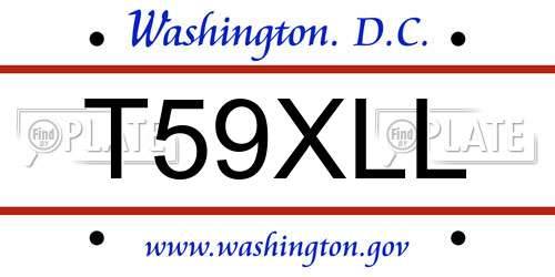 T59XLL District Of Columbia License Plate