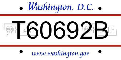 T60692B District Of Columbia License Plate