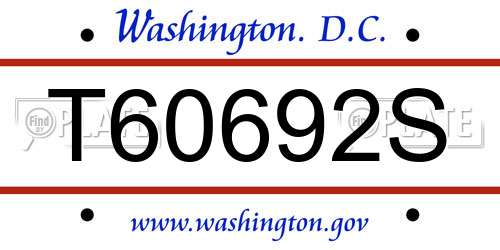 T60692S District Of Columbia License Plate
