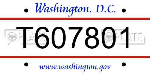 T607801 District Of Columbia License Plate