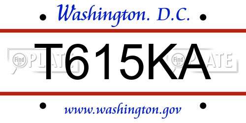 T615KA District Of Columbia License Plate
