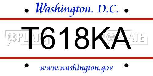 T618KA District Of Columbia License Plate