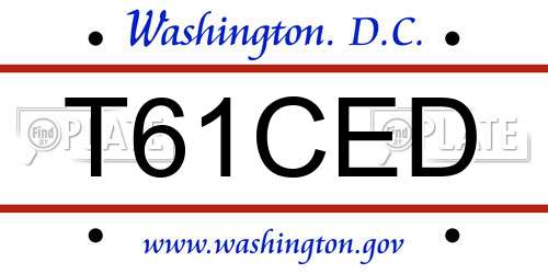 T61CED District Of Columbia License Plate
