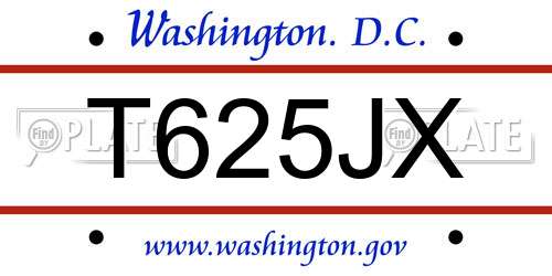 T625JX District Of Columbia License Plate