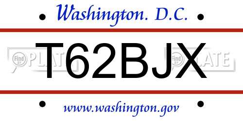 T62BJX District Of Columbia License Plate
