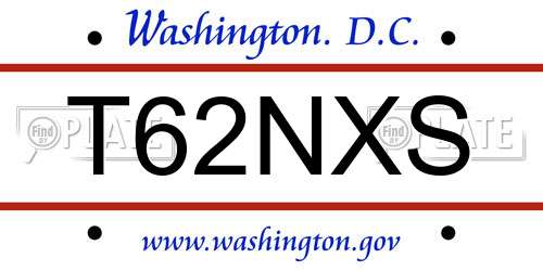 T62NXS District Of Columbia License Plate
