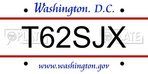 T62SJX District Of Columbia License Plate