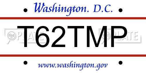 T62TMP District Of Columbia License Plate