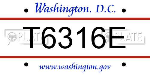 T6316E District Of Columbia License Plate