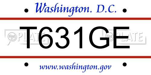 T631GE District Of Columbia License Plate