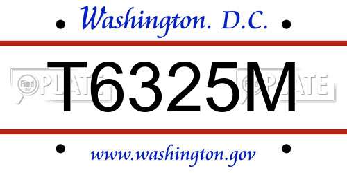T6325M District Of Columbia License Plate
