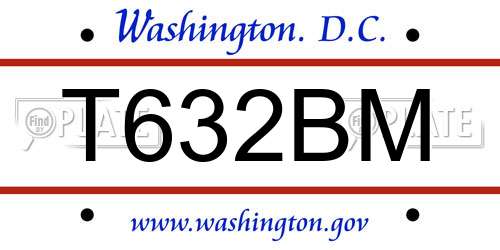 T632BM District Of Columbia License Plate
