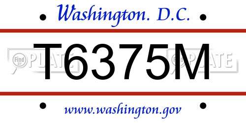 T6375M District Of Columbia License Plate