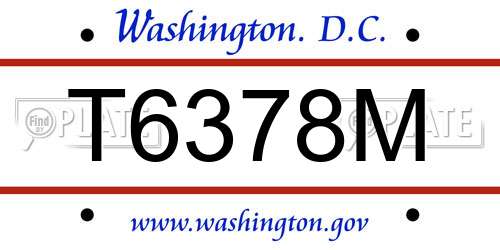T6378M District Of Columbia License Plate