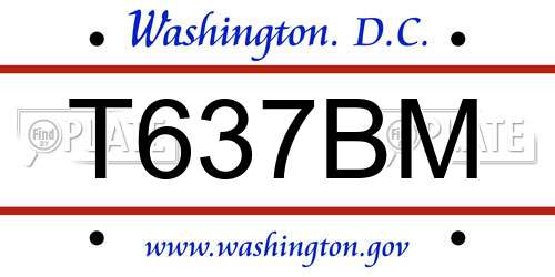 T637BM District Of Columbia License Plate