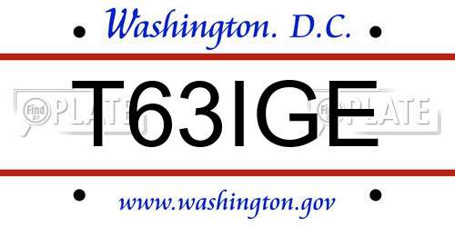 T63IGE District Of Columbia License Plate
