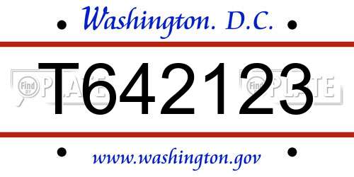 T642123 District Of Columbia License Plate