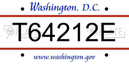T64212E District Of Columbia License Plate