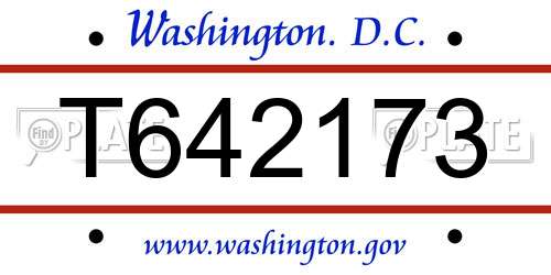T642173 District Of Columbia License Plate