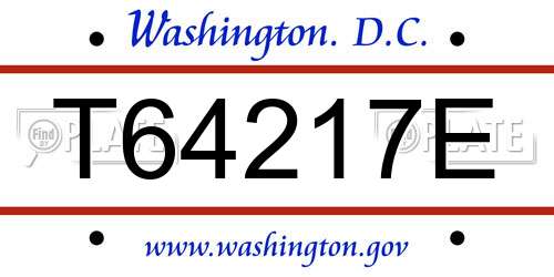 T64217E District Of Columbia License Plate