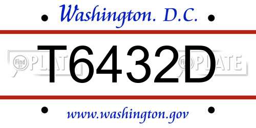 T6432D District Of Columbia License Plate
