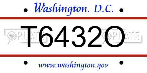 T6432O District Of Columbia License Plate