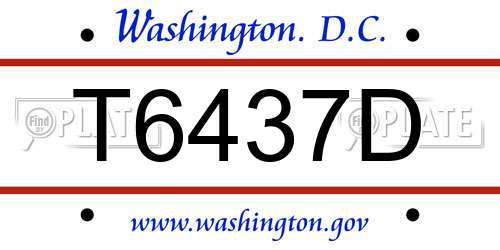 T6437D District Of Columbia License Plate