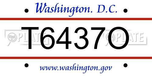 T6437O District Of Columbia License Plate
