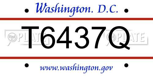 T6437Q District Of Columbia License Plate