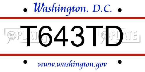 T643TD District Of Columbia License Plate