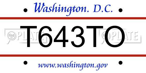 T643TO District Of Columbia License Plate