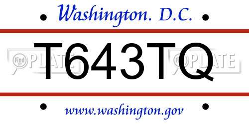 T643TQ District Of Columbia License Plate