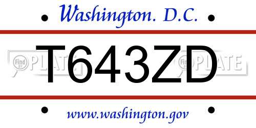 T643ZD District Of Columbia License Plate