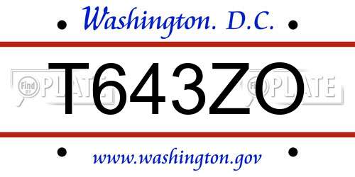 T643ZO District Of Columbia License Plate