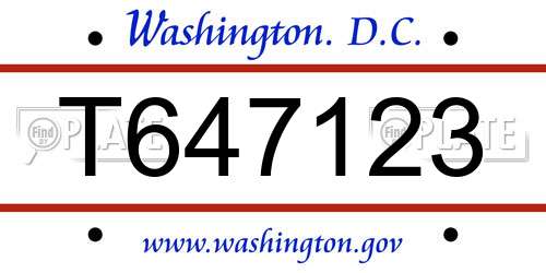 T647123 District Of Columbia License Plate