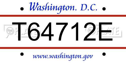 T64712E District Of Columbia License Plate