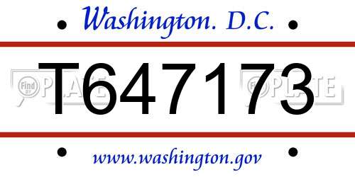 T647173 District Of Columbia License Plate