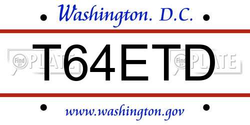 T64ETD District Of Columbia License Plate