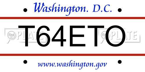 T64ETO District Of Columbia License Plate