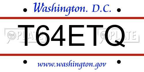 T64ETQ District Of Columbia License Plate