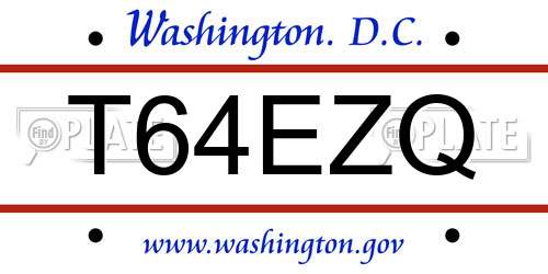 T64EZQ District Of Columbia License Plate