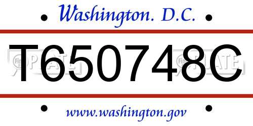 T650748C District Of Columbia License Plate