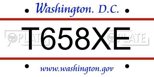 T658XE District Of Columbia License Plate