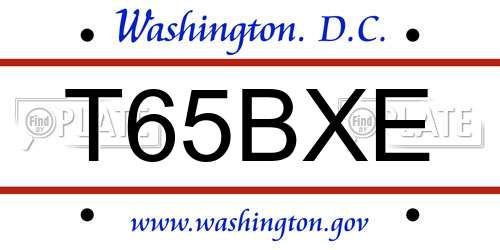 T65BXE District Of Columbia License Plate
