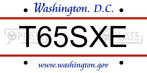 T65SXE District Of Columbia License Plate