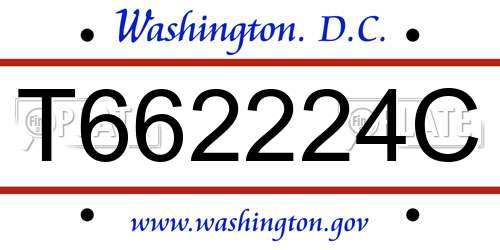 T662224C District Of Columbia License Plate
