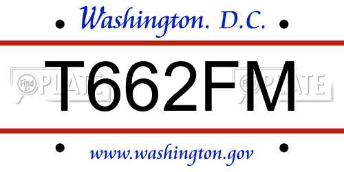 T662FM District Of Columbia License Plate