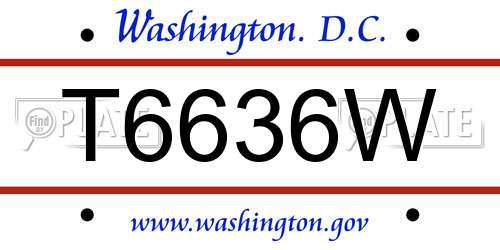 T6636W District Of Columbia License Plate